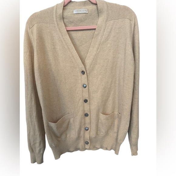 Crimson Paris France cashmere cardigan quiet luxury boho classic classy preppy - Picture 3 of 10